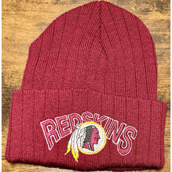 Vintage 1990s Washington Redskins NFL Women’s/Kid’s Burgundy Knit Hat Beanie - Picture 1 of 12